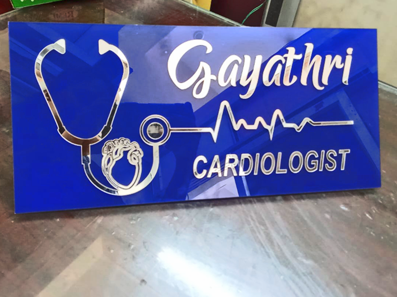 Acrylic board with silver cutting letter