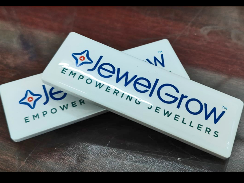 White lamination UV Logo badges