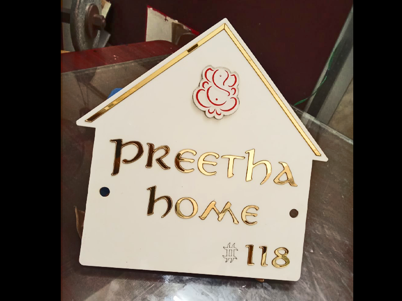 Acrylic houseboards for house with white and glden cutting letter