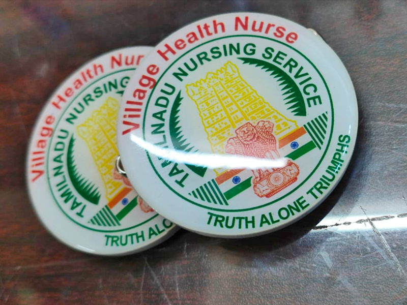 White lamination logo badges